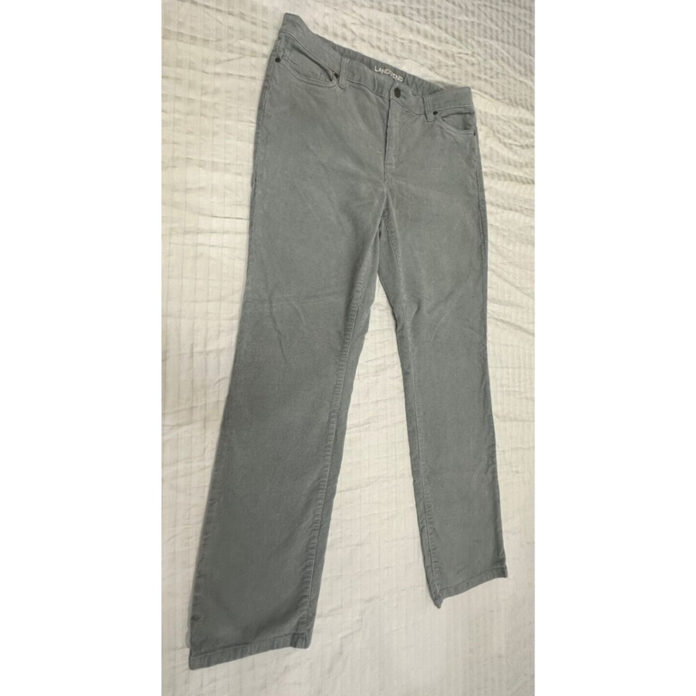 LANDS END WOMENS CORDUROY MID RISE STRAIGHT PANTS SIZE 14